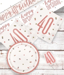 Rose Gold Glitz 40th Birthday Party Supplies | Balloon | Decoration | Pack